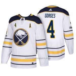 Camiseta Hockey Hombre Buffalo Sabres 4 Josh Gorges 2018 New Season Team Road Blanco