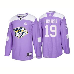 Camiseta Hockey Hombre Autentico Nashville Predators 19 Calle Jarnkrok Hockey Fights Cancer 2018 Violeta