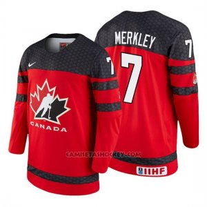 Camiseta Canada Team Ryan Merkley 2018 Iihf World Championship Jugador Rojo