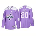 Camiseta Hockey Hombre Autentico Washington Capitals 20 Lars Eller Hockey Fights Cancer 2018 Violeta