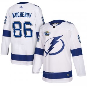 Camiseta Hockey Hombre Tampa Bay Lightning 86 Nikita Kucherov Blanco 2018 Autentico Road
