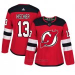 Camiseta Hockey Mujer New Jersey Devils 13 Nico Hischier Rojo Adizero Jugador Home