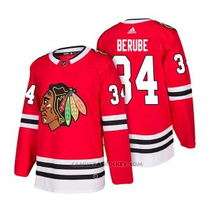 Camiseta Hockey Hombre Autentico Chicago Blackhawks 34 J.f. Berube Home 2018 Rojo