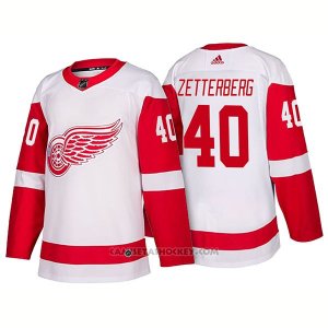 Camiseta Hockey Hombre Detroit Red Wings 40 Henrik Zetterberg New Outfitted 2018 Blanco
