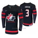 Camiseta Hockey Canada Calen Addison 2020 IIHF World Junior Championship Negro