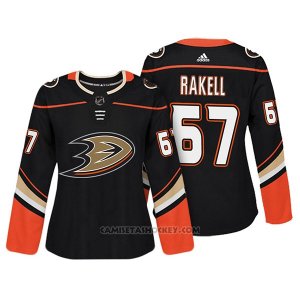 Camiseta Hockey Mujer Anaheim Ducks 67 Rickard Rakell Negro Autentico Jugador
