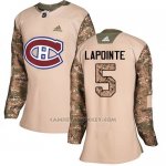 Camiseta Hockey Mujer Montreal Canadiens 5 Guy Lapointe Camo Autentico 2017 Veterans Day Stitched