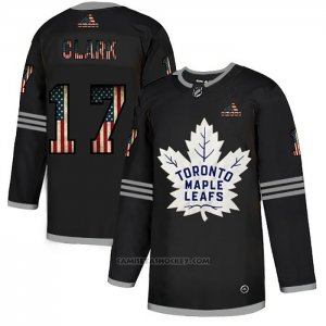 Camiseta Hockey Toronto Maple Leafs Wendel Clark 2020 USA Flag Negro
