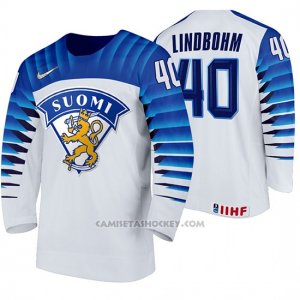 Camiseta Hockey Finlandia Petteri Lindbohm Home 2020 IIHF World Championship Blanco