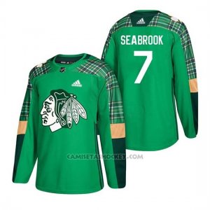 Camiseta Chicago Blackhawks Brent Seabrook 2018 St. Patrick's Day Verde