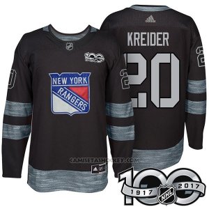Camiseta Hockey Hombre New York Rangers 20 Chris Kreider 2017 Centennial Limited Negro