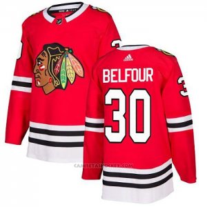 Camiseta Hockey Chicago Blackhawks 30 Ed Belfour Primera Autentico Rojo