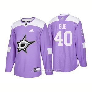 Camiseta Hockey Hombre Autentico Dallas Stars 40 Remi Elie Hockey Fights Cancer 2018 Violeta