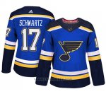 Camiseta Mujer St. Louis Blues 17 Jaden Schwartz Blue Adizero Jugador Home