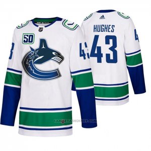 Camiseta Hockey Vancouver Canucks Quinn Hughes Segunda Autentico Blanco