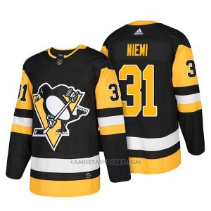 Camiseta Hockey Hombre Autentico Pittsburgh Penguins 31 Antti Niemi Home 2018 Negro