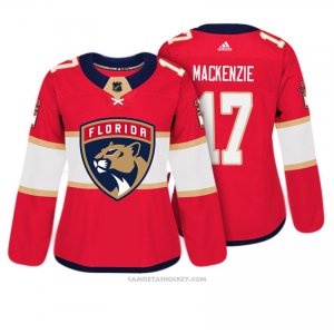 Camiseta Hockey Mujer Florida Panthers 17 Derek Mackenzie Rojo Autentico Jugador