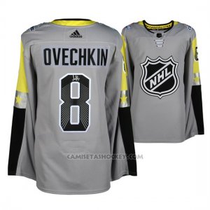 Camiseta Hockey Hombre Washington Capitals 8 Alex Ovechkin Gris 2018 All Star Metro Division Autentico Stitched