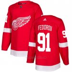 Camiseta Hockey Detroit Red Wings 91 Sergei Fedorov Primera Autentico Rojo