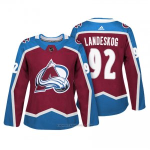 Camiseta Hockey Mujer Colorado Avalanche 92 Gabriel Landeskog Maroon Autentico Jugador