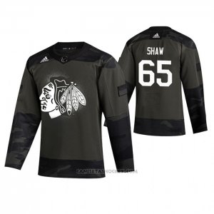 Camiseta Hockey Chicago Blackhawks Andrew Shaw 2019 Veterans Day Camuflaje