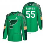 Camiseta St. Louis Blues Colton Parayko 2018 St. Patrick's Day Verde