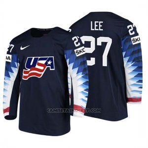 Camiseta USA Team Anders Lee 2018 Iihf Men World Championship Jugador Negro