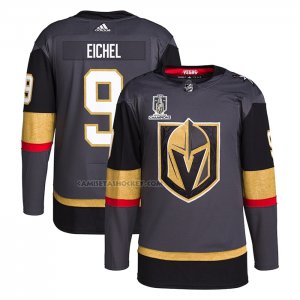 Camiseta Hockey Vegas Golden Knights Jack Eichel 2023 Stanley Cup Champions Autentico Alterno Gris