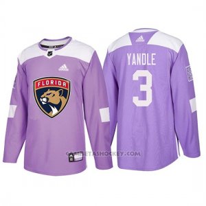 Camiseta Florida Panthers Keith Yandle Hockey Fights Cancer Violeta