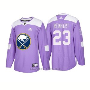 Camiseta Hockey Hombre Autentico Buffalo Sabres 23 Sam Reinhart 2018 Hockey Fights Cancer Violeta