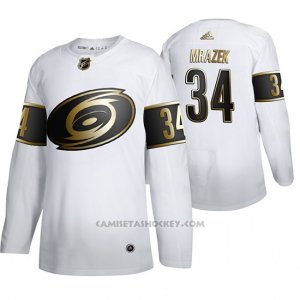 Camiseta Hockey Carolina Hurricanes Petr Mrazek Golden Edition Autentico Blanco