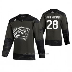 Camiseta Hockey Columbus Blue Jackets Oliver Bjorkstrand 2019 Veterans Day Camuflaje