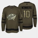 Camiseta Hockey Hombre Columbus Blue Jackets 10 Alexander Wennberg Verde Salute To Service