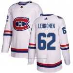 Camiseta Hockey Montreal Canadiens 62 Artturi Lehkonen Autentico 2017 100 Classic Blanco