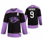 Camiseta Hockey Nashville Predators Filip Forsberg Fights Cancer Negro