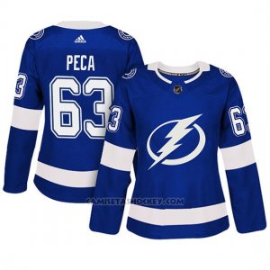 Camiseta Mujer Tampa Bay Lightning 63 Matthew Peca Blue Adizero Jugador Home