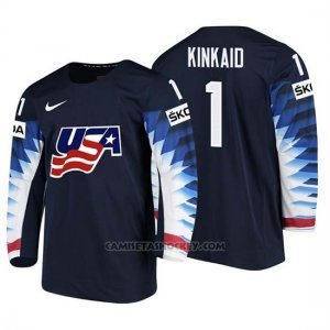 Camiseta USA Team Keith Kinkaid 2018 Iihf Men World Championship Jugador Negro