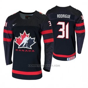 Camiseta Hockey Canada Olivier Rodrigue 2020 IIHF World Junior Championship Negro