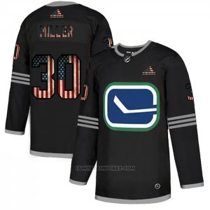 Camiseta Hockey Vancouver Canucks Ryan Miller 2020 USA Flag Negro