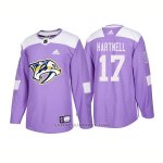 Camiseta Hockey Hombre Autentico Nashville Predators 17 Scott Hartnell Hockey Fights Cancer 2018 Violeta