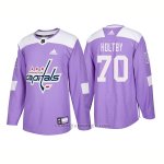 Camiseta Hockey Hombre Autentico Washington Capitals 70 Braden Holtby Hockey Fights Cancer 2018 Violeta