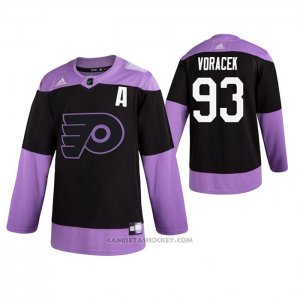 Camiseta Hockey Philadelphia Flyers Jakub Voracek 2019 Fights Cancer Negro