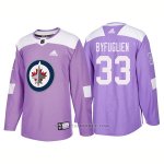 Camiseta Hockey Hombre Autentico Winnipeg Jets 33 Dustin Byfuglien Hockey Fights Cancer 2018 Violeta