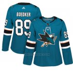 Camiseta Mujer Sharks 89 Mikkel Boedker Teal Adizero Jugador Home