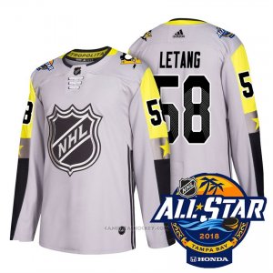 Camiseta Hockey Hombre Pittsburgh Penguins 58 Kris Letang Gris 2018 All Star Autentico