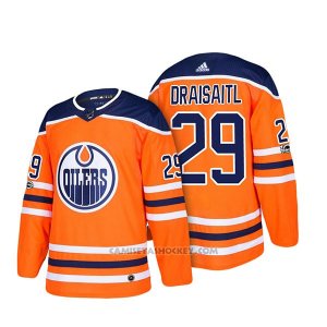 Camiseta Hockey Hombre Edmonton Oilers 29 Leon Draisaitl 2018 Naranja