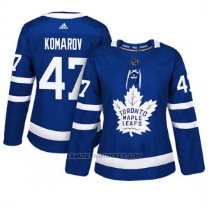 Camiseta Mujer Maple Leafs 47 Leo Komarov Blue Adizero Jugador Home