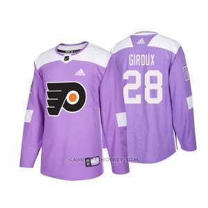 Camiseta Hockey Hombre Autentico Philadelphia Flyers 28 Claude Giroux Hockey Fights Cancer 2018 Violeta