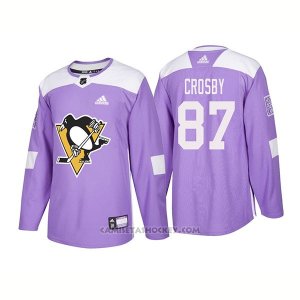 Camiseta Hockey Hombre Autentico Pittsburgh Penguins 87 Sidney Crosby Hockey Fights Cancer 2018 Violeta