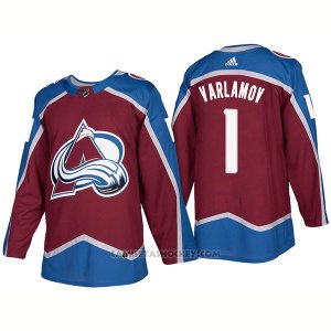 Camiseta Hockey Hombre Colorado Avalanche 1 Semyon Varlamov Home Premier 2017-2018 Rojo